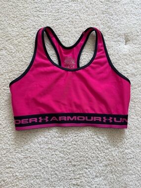 Under Armour Hot Pink Sports Bra with Black Trim
